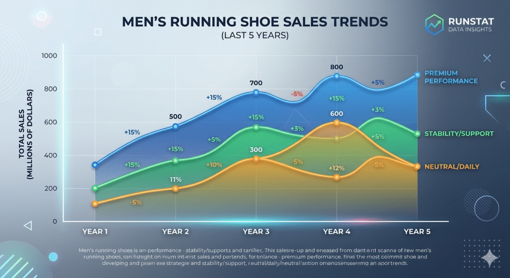 A chart tracking the sales of three key product categories over the five-year period, illustrating how the market has shifted as the consumer base bifurcates and distribution channels evolve.